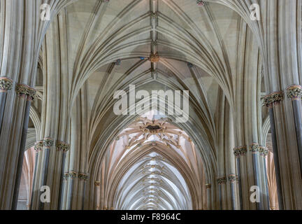 Die gewölbte Decke in der Kathedrale von Bristol. Stockfoto