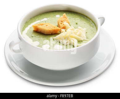 Rahmsuppe von Brokkoli und Käse. Datei enthält Beschneidungspfade. Stockfoto