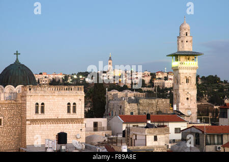 Jerusalemer Altstadt in der Abenddämmerung, Israel/Palästina Stockfoto