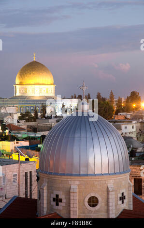 Jerusalemer Altstadt in der Abenddämmerung, Israel Stockfoto
