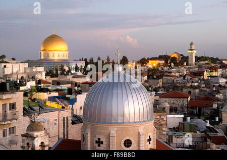 Jerusalemer Altstadt in der Abenddämmerung, Israel Stockfoto