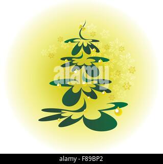 Weihnachtsbaum mit goldenen Kugeln auf Hintergrund mit Schneeflocken. EPS10 Vektor-illustration Stock Vektor