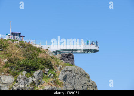 transparente Skywalk, Oryukdo Inseln in Busan, Korea zu sehen. Oryukdo bedeutet fünf-sechs Island und die Inseln. Stockfoto