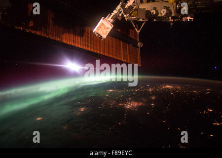 Aurora von der internationalen Raumstation Stockfoto