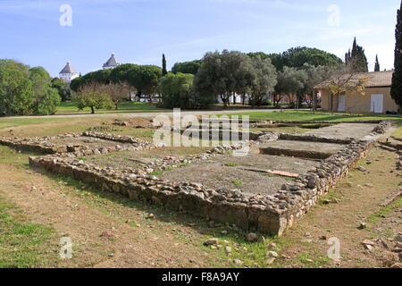 Späte römische Häuser, Cerro da Vila römischen archäologischen Stätte und Museum, Vilamoura, Quarteira, Algarve, Portugal, Europa Stockfoto