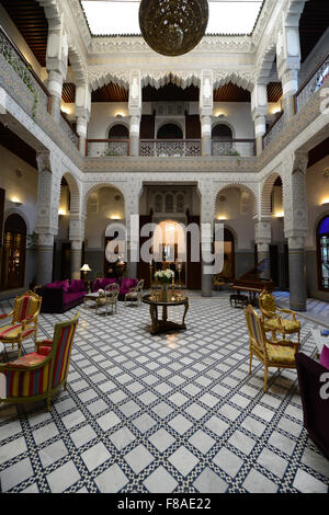 Das schöne Riad Fes in der alten Medina von Fes. Stockfoto