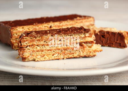 Schokolade überdachten Wafer Stockfoto