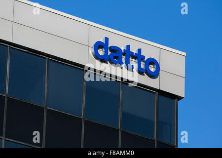 Ein Logo Zeichen außerhalb der Hauptsitz von Datto, Inc., in Norwalk, Connecticut am 20. November 2015. Stockfoto