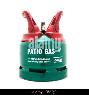 Calor Patio Gasflasche auf weißem Hintergrund Stockfoto