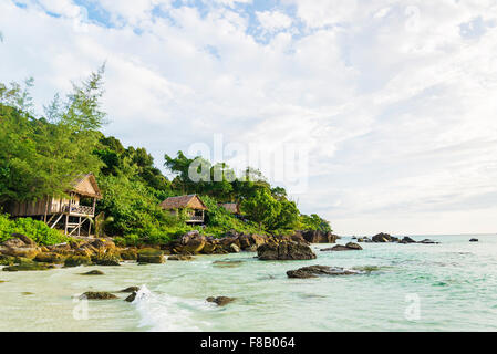 Bambus und Holz-Bungalows in Koh Rong Insel in der Nähe von Sihanoukville Kambodscha Stockfoto