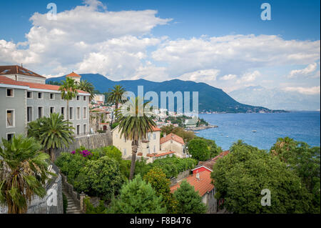 Herceg Novi und die Bucht von Kotor Landschaft Stockfoto