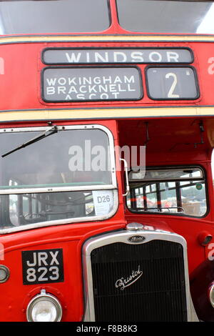 Rot-Bristol-Doppeldecker-Bus auf der jährlichen Woodcote Steam Rally 2011 Stockfoto