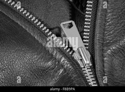 Leder Jacke Reißverschluss detail Stockfoto