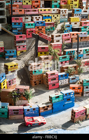 RIO DE JANEIRO, Brasilien - 16. Oktober 2015: Mini-Darstellung einer bunten Favela-Gemeinschaft, ein soziales Projekt im Musée MAR. Stockfoto