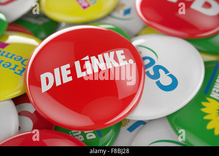 Deutsche politische Partei Die Linke Taste vorne zwischen anderen regierenden Partei-Tasten Stockfoto