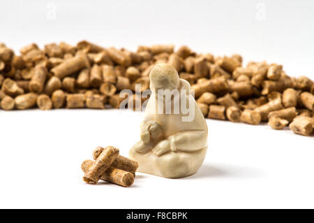 Ich lade Sie zu meiner anderen Illustration mit Pellets zu sehen! Pellets - der neue Öko-Brennstoff aus Kiefer-Holz-Späne hergestellt. Pelle Stockfoto