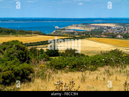 Blick auf Nord West High Down auf der Isle Of Wight in Richtung The Solent und die Küste des südlichen England UK Stockfoto