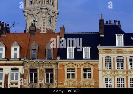 Rathaus-Turmuhr. Lille. Frankreich Stockfoto
