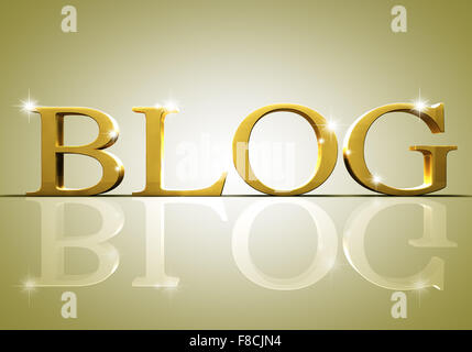 3D Blog-Text in gold Stockfoto