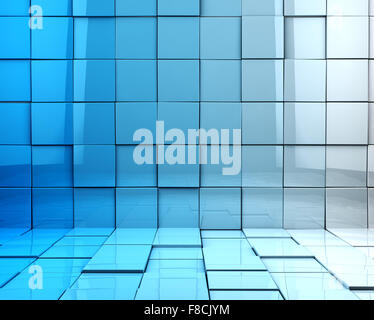 Abstrakt 3d Würfel-Hintergrund in blau getönt Stockfoto