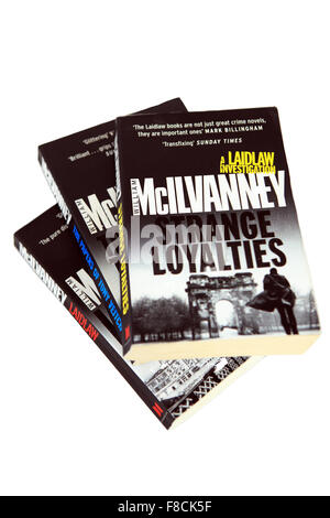 Romane von William McIlvanney, schottischer Schriftsteller, mit Inspector Jack Laidlaw auf weißem Hintergrund. Stockfoto