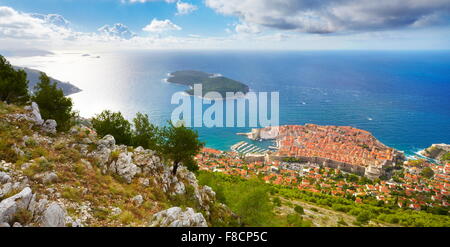 Erhöhten Blick auf die Altstadt von Dubrovnik, Kroatien Stockfoto