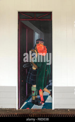 "Der lange Abschied" Wand Wandmalerei Invergordon Railway Station Highland Scotland UK Stockfoto