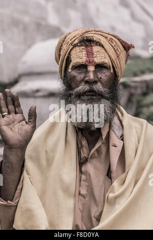 Porträt Sadhu - heiliger Mann, Indien Stockfoto