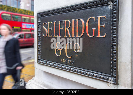 Selfridges in London Selfridge & Co Zeichen, Oxford Street, London Stockfoto