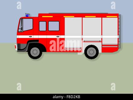 Feuerwehrauto. rote Feuerwehrauto mit weißen Streifen Stock Vektor