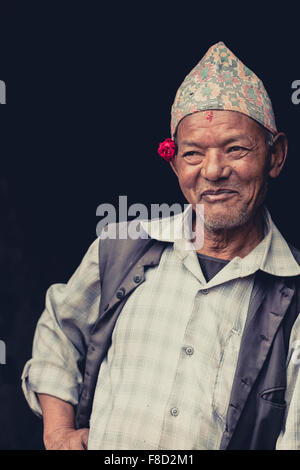 Porträt eines nepalesischen Senior, Kathmandu Stockfoto