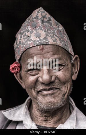 Porträt eines nepalesischen Senior, Kathmandu Stockfoto