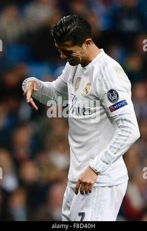 Madrid, Spanien. 8. Dezember 2015. Cristiano Ronaldo Dos Santos (7) Real Madrid während der UEFA Champions League Real Madrid gegen Malmö FF im Santiago Bernabeu Stadion Credit: Action Plus Sport/Alamy Live News Stockfoto