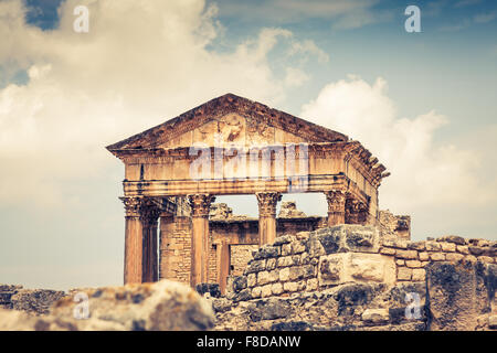 Antike römische Stadt in Tunesien, Dougga Stockfoto