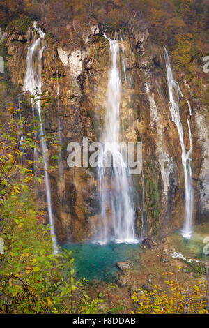 Der große Wasserfall, Veliki slap, Nationalpark Plitvicer Seen, Kroatien, UNESCO Stockfoto