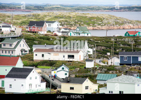 Das Dorf von Harrington Fischerhafen, am unteren Nordufer des Golfs von St. Lawrence, Quebec, Kanada. Stockfoto