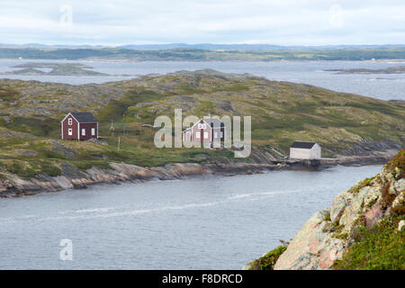 Zwei Angeln Hütten in der Nähe zum Hafen von Harrington am St.-Lorenz-Golf, Lower North Shore, Quebec, Kanada. Stockfoto