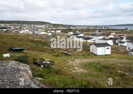 Die Stadt von Blanc Sablon befindet sich am St.-Lorenz-Golf auf der unteren North Shore von Quebec, Kanada. Stockfoto