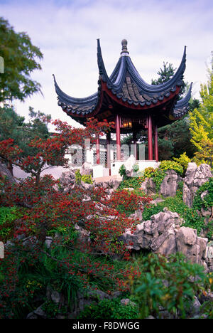 Dr. Sun Yat-Sen Classical Chinese Garden in Chinatown, Vancouver, BC, Britisch-Kolumbien, Kanada - chinesische Pagode Stockfoto