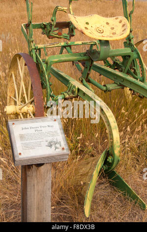 John Deere Zweiwege-Pflug, Grant-Kohrs Ranch National Historic Site, Montana Stockfoto