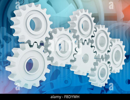 Gruppe Zahnräder auf abstrakten Hintergrund Uhrwerk Stockfoto