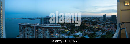 Sunset Miami Beach Panorama Stockfoto