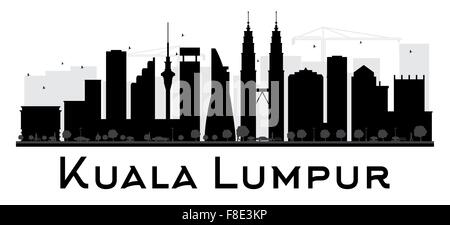 Kuala Lumpur City Skyline schwarz-weiß Silhouette. Vektor-Illustration. Einfache flache Konzept für Tourismus Präsentation, banner Stock Vektor