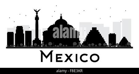 Mexiko-Stadt Skyline schwarz-weiß Silhouette. Vektor-Illustration. Einfache flache Konzept für Tourismus Präsentation, banner Stock Vektor