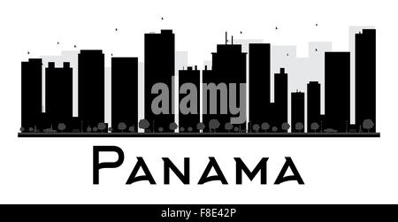 Panama-Stadt Skyline schwarz-weiß Silhouette. Vektor-Illustration. Einfache flache Konzept für Tourismus Präsentation, banner Stock Vektor