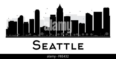 Seattle Stadt Skyline schwarz-weiß Silhouette. Vektor-Illustration. Einfache flache Konzept für Tourismus Präsentation, banner Stock Vektor