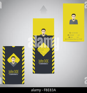 Einfach flach zwei Stück Visitenkarten-Design mit Foto und Daten Stockfoto