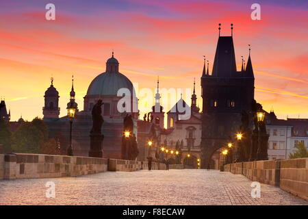 Karlsbrücke, die Prager Altstadt Stadtbild, Tschechische Republik, UNESCO Stockfoto