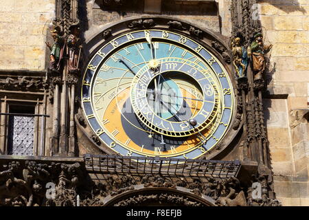 Astronomische Uhr, altes Rathaus, Prag, Tschechische Republik, Europa Stockfoto