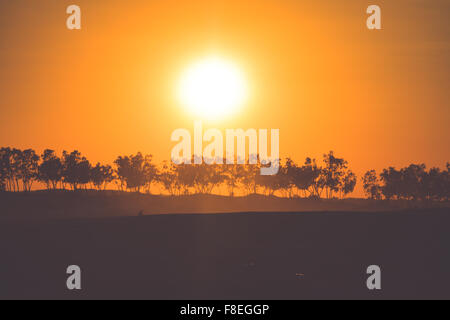 Sonnenuntergang in der Wüste Sahara - Douz, Tunesien. Stockfoto